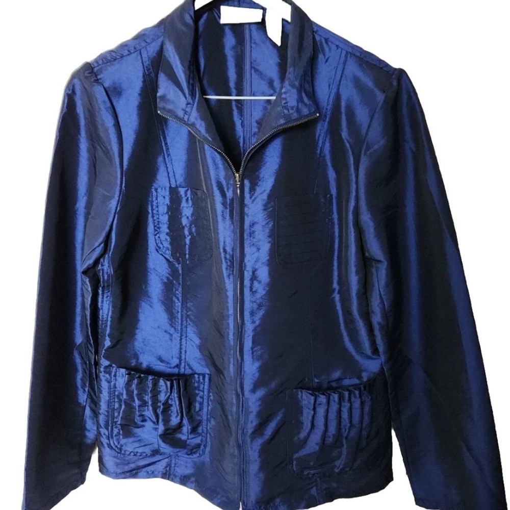 NEW w/TAGS Chico's Shimmering Crinkle Cameron Blue Grotto Jacket Size 4 (XL 18)